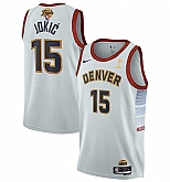 Men's Denver Nuggets #15 Nikola Jokic White 2023 Finals Champions Icon Edition Stitched Basketball Jersey,baseball caps,new era cap wholesale,wholesale hats